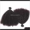 Brazilian Virgin Human Hair Afro Kinky Curly Wave Unprocessed Remy Hair Weaves Double Wefts 100G/Bundle 2Bundle/Lot Can Be Dyed W61Yj Ptbag