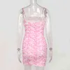 Colysmo Mesh Party Dress Kobiety Ruched Slim Fit Bodycon Mini Dress Różowy Summer Club Nosić Backless Floral Print Sexy Dresses 2020 X0521