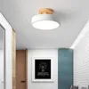 Taklampor Macaron Trä LED Ljus Modern Rund Metalllampa För Hem Sovrum Korridor Badrum Loft Inredning Belysningsarmaturer