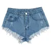 Shorts femininos Summer praia feminina sexy jeans curto mini moda feminina comestível árvore tungus borda boate wear