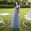 Nova mistura azul empoeirada e combinar vestidos de dama de honra apliques flores queda blush noiva vestido de festa de baile robe de soriee 2021