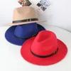 Fábrica ins 7 cores chapéus de moda mãe e eu elegante adultos sólidos fedora chapéu faixa lisa borda jazz crianças panamá tampas