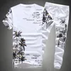 Sommar tracksuits strand shorts sätter män casual coconut ö tryck kostymer mens kläder kostym manlig set t-shirt + byxor 5xl