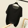 T-shirt femme T-shirt femme T-shirts oversize 2022 Mode d'été Vêtements décontractés Manches courtes Plus Size Tops Ice Silk O Neck Camiseta Mujer