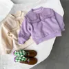 Estilo coreano bebê menina lapela camada dupla camisola outono inverno crianças mornas fleece engrossar casual tops pullover 210615