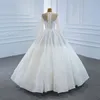 2021 Vestidos de casamento de pérolas luxuosas vestidos de noiva com tule mangas compridas alto pescoço beading espartilho volta vestido formal plus size princesa