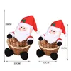 Juldekorationer Santa Claus Snowman Candy Basket Merry Dekoration för Home Xmas Fruit Nut Storage Wicker Elk