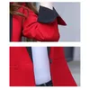 Trajes de mujer Blazers PEONFLY Spring Slim Women Formal Office Work Single Button Muescas Patchwork Ladies Coat Moda Blazer Feminino Rojo