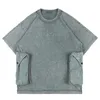 Kortärmad broderad T-shirt Herr Dam Vintage Wash Make Tee Logo Toppar Oversize