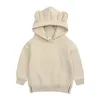 Toddler Boys Bear Ear Dinosaur Hoodie Sweatshirt Solid Colors Long Sleeve Pullover Coat Warm Winter Outerwear