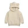 Toddler Boys Bear Ear Dinosaur Hoodie Sweatshirt Solid Färger Långärmad Pullover Coat Varm Vinter Ytterkläder