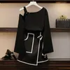 Summer Women Plus Size Slash Off Shoulder Blosue +Elegant Irregular Skirt Suits Fashion Office Work Suit 210520