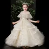 2023 Söta blommaflickor klänningar juvel halsblommor födelsedag gemenskapsgång barn tjej trasig klänningar