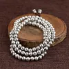 Beaded Strands Thai Silver Wholesale S925 Antique Style Buddhism Six Words 6mm Beads Bracelet 108 Mala Prayer For Women Trum22