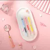 Evidenziatori 3 evidenziatori Sky Blue Pink Yellow Fluorescence Pen Single Head Kawaii Lovely Mark Record Pubblicità Cancelleria Student School