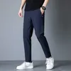 Случайные мужские брюки Летнее ледяное шелковое растяжение полная длина прямые трусики облегченная дышащая быстрая сухая анти-морщинная уличная уличная одежда брюки X0615