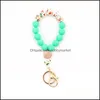 Bangle Braceletes Jóias Natal Matte Sile Beads Anéis Elásticos Para As Mulheres Personalidade Presente Keychain Pulseira Pulseira Atacado Drop Deliv