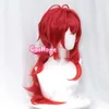 Genshin Impact Diluc Cosplay 60cm Long Red Wig Cosplay Anime Cosplay Wigs Heat Resistant Synthetic Wigs Halloween Y0903