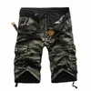 Sommar last shorts män coola kamouflage bomull casual s kort byxor märke kläder bekväm camo inget bälte 210716