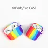 Étuis de Protection anti-perte en Silicone souple arc-en-ciel avec crochet pour Airpods 1 2 pro, étui de transport antichoc à la mode