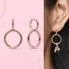 Charm 925 Sterling Silver Hoop eearrings for Women Match Original Moment Earrings Action Detive Jewelry 220209