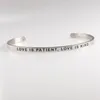 Pulseira 4 mm de prata de aço inoxidável engravidada madrinhas pulseiras inspiradas citações positivas cuff mantra punhos