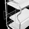 Rostfritt stål 3-lager köksrätt Drain Rack Diskmaskin Kopp Torkning Hushållsutrymme Spara organisation Lagringsverktyg 211102