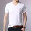 Nouvelle marque d'été Tops T-shirt blanc Hommes Pack Col V 95% Coton 5% Spandex Plaine Manches courtes Casual Mode Hommes Vêtements 2021 G1229