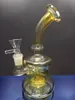 Gula glasbongar oljebrännare vatten bong percolator bongs med skål återvinna olje riggar vattenpipa med 14,4 mm fog sestshop