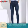 Женские джинсы с высокой талией скинни Джинсовые брюки Черная Стреш Женщина Femme Весна Женская Одежда 210428