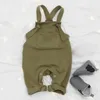 Baby overall byxor sommar toddler suspender solid pojke casual green / brun kid kläder 210515