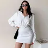 Gratis Kvinnors Casual Hooded Dress Design Zip Long Sleeve Club Party Mini Vestidos 210524