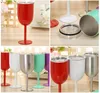 Verres à vin en acier inoxydable de 10 oz gobelet sans pied gobelet verres à vin rouge avec couvercles tasse à cocktail couleurs unies bricolage tasse mer envoyer T9I001455