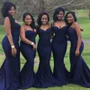 2021 Nya Royal Blue Bridesmaid Dresses Spaghetti Straps Sexig Mermaid Style Country Garden Wedding Party Gowns Enkel