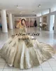 シャンパンゴールドビーズ2022 Quinceanera Dresses Lace Up Appriqued Longleeve Ball Gown PROMパーティーウェアスウィート16ドレスVestidos3798530