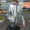 Mens jackor och kappor mode windbreaker jackor män tunna guld och silver hooded jacka våren höst streetwear hip hop coat x0621