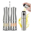 Electric Pepper Mill,Stainless Steel Olive Oil Sprayer+Salt and Grinder Set,with Metal Stand,for Cooking Kitchen Tool 210712