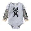 Baby Jungen Strampler Mode Säugling Langarm Tattoo Print Rock Kinder Junge Baby Kleidung Strampler Outfit Set Schlaf tragen coolen Anzug 20220223 Q2