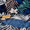 Мужские повседневные рубашки Досуг с коротким рукавом Гавайская печать рубашки Мужская комфортабельный поворот воротник летних полиэстера