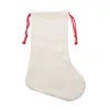 10pcs Christmas Stocking Sublimation DIY White Blank Linen Santa Socks Snowflake Xmas Tree Decoration Festival Gift Bag