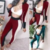 Siłownia Odzież damska Garnitury sportowe Dres Sportwear Kobiet Splice Cropped Pullover Bluza i Side Paski Spodnie Zestawy # 3