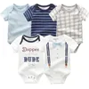 Baby Rompers 5-pack infantil Jumpsuit Boygirls kläder Sommar Hög kvalitet Randig born ropa bebe Kläder Kostym 210824