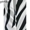 Vintage Zebra Striped Sling Sexy Dress Kobiety V Neck High Paistą A-Line Casual Długa Kobieta Letnia Night Out Vestido 210514