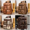 Rugzak Vintage Unisex MVA Echt leer 15 "Laptoptas Multi Pockets School Business Reizen Daypack Large