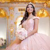 Różowe Quinceanera Suknie Kwiaty Sweetheart Sweet 15 Girls Princess Dress Vestidos de Estidos Para 15