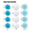 Baby Girl Boy Shower Party Favor 18pcs Pink Blue Set Tamaño mixto Paper Crafts Kids Birthday Decor Hanging Folding Fan Pompom 211018