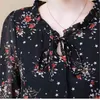 Blusas Mujer de Moda Kimono Casual Floral Chiffon Bluse Damen Hemden Chemise Plus Size Vintage Langarm Front Tie Top 210323