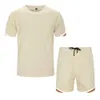 Men Tracksuit Fashion T-shirt Shorts Set Summer Tops+Shorts Set Brand Track Clothing Casual Man Sweatsuit Sports Suits Black 4XL 210603