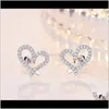 Stud Bijoux Drop Livraison 2021 Est Designer Love Heart avec cristal 18 carats plaqué or boucles d'oreilles diamant brillant pour femmes boucles d'oreilles zircon blanc