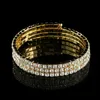 Bracelets de bracelet en strass en cristal AB à 3 rangées, plaqué argent, bracelet en spirale pour le haut du bras, pour femmes Q0719